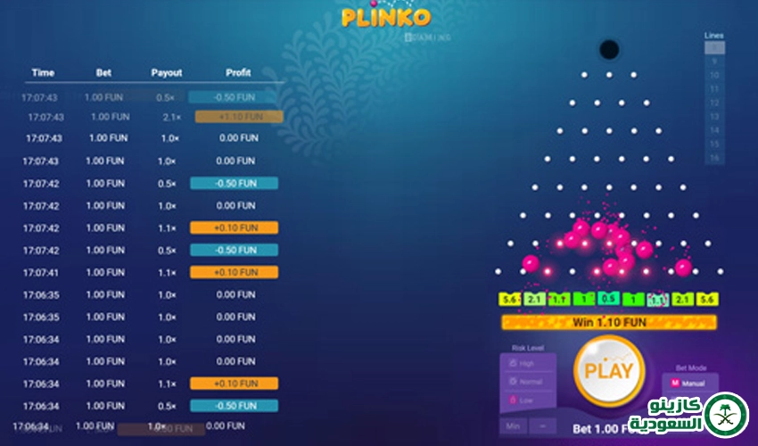 رسوم ومكافآت لعبة Plinko